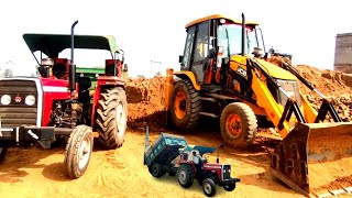 Jcb 3DX Eco Excellence Backhoe Loading Mud in Massey and Mahindra Tractor | John Deere Tractor