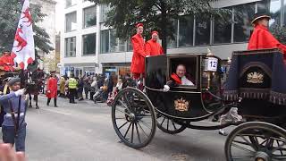 Lord Mayors Show London, 9/11/24, carriages and Yeoman Warders in Cheapside City of London.