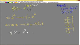 82 Calculer la derivee d'une fonction combinee d'une exponentielle et une trigonometrique exemple 1