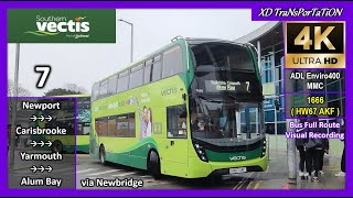 [Southern Vectis] 7 ~ Newport Bus Satation ➝ The Needles Landmark Attraction (via Newbridge)【4K UW】