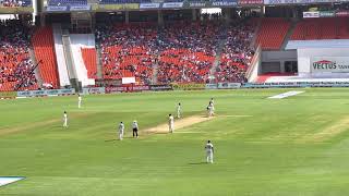 Axar Patel takes his first wicket in Ahmedabad stadium.