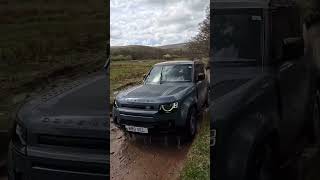 Three new Defenders splashing through the ford at Marsett  #newdefender #l663 #landrover