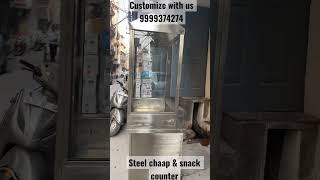 Stainless steel chaap counter chap counter snack counter with glass and double shelf display counter