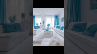 beautiful and modern sky 💙🔵 blue colour living room design#home #youtube #youtubeshorts #viral short