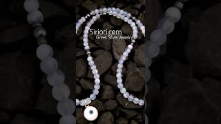 🧿 Evil Eye Moonstone 🌜Greek Silver Necklace 🇬🇷 sirioti.com - Greek Silver Jewelry