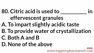 Pharmaceutics MCQ - 34 || #PharmacistExamQuestionPaper | DCO Exam | GPAT Exam | NIPER Exam