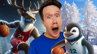 Penguins vs Reindeer Ice basketball | Stories for Kids