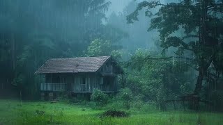 Звуки дождя для быстрого сна ⛈ Сильный дождь и гром на крыше дома в лесу ночью