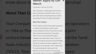 INTERNSHIP AT TITAN