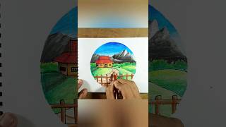 how to draw simple nature scenery drawing / colour pencil drawing #shorts #creativeart #drawing