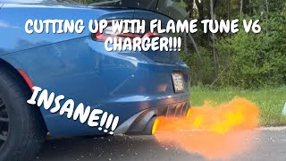 CUTTING UP WITH FLAME TUNED V6 CHARGER!!! SUPER LOUD BURBLES!!! ADVANCED BURBLES UNDERGROUND TUNING!