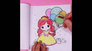 Little Princess with balloons | Cute Coloring Page | Kids Coloring Fun