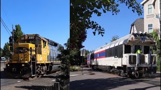 PNWR 2312 leads a FRA train through Lake Oswego! Portland and Western FRA train