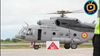 Excursion to Sunyani Airport 1 medium size airplane and 1 Ghana Air force helicopter highlight