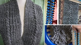 Loom Knitted Cabled Scarf or Shawl- free pattern