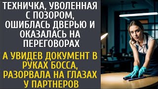 Техничка, уволенная с позором, ошиблась дверью… А увидев документ в руках босса, ошарашила весь