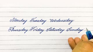 Writing days of the week name | Best cursive days name handwriting practice