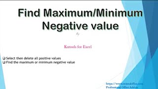 How to find maximum/minimum negative value (less than 0) in Excel using Kutools