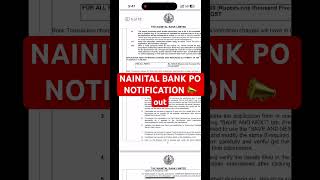 NAINITAL BANK PO NOTIFICATION 📣 out #bank #ibps #sbi