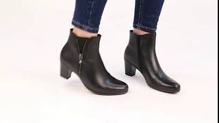 Gabor Miriam Black Leather Womens Modern Leather Zip Ankle Boots