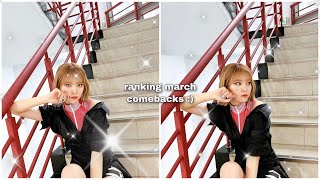 ranking/reviewing march comebacks