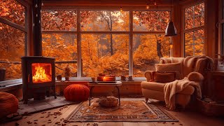 Autumn Forest Cozy Living Room - Soothing Piano Music for Relaxation and Study