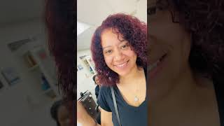 Red violet hair color and a Fab Curly Cut