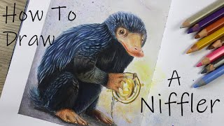 NIFFLER with Watercolor pencils! FANTASTIC BEASTS the Secrets of Dumbledore