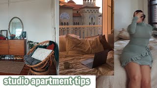 DECORATING A STUDIO APARTMENT | maximizing storage & budgeting