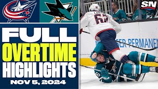 Columbus Blue Jackets at San Jose Sharks | FULL Overtime Highlights - November 5, 2024