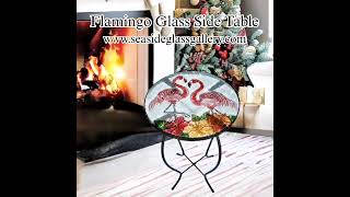 Fantastic Flamingo Glass Side Table – 12″ Diameter Top