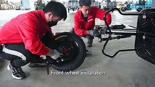 How to assembly electric tricycle rickshaw cargo pickup tricycle buggy Tuk tuk by two people