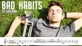 Ed Sheeran - BAD HABITS | Trumpet Cover (NOTES ON THE SCREEN)