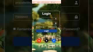 Login Page using html and css #loginpage #shorts #viral #trending #ytshorts #coder #html #css