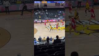 UMBC Retrievers Jordan Lewis steal leads to Jaliena Sanchez layup vs American Eagles #basketball