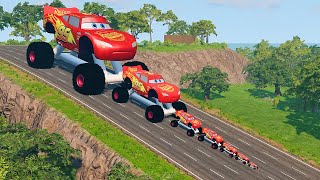 Big & Small Monster Truck Mcqueen vs DOWN OF DEATH