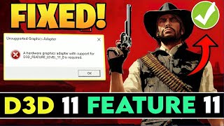 How To Fix Rdr 1 feature level 11_1 Error | fix rdr 1 Directx Feature Level 11_1