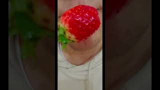 ASMR Mukbang, eating fresh strawberry