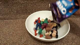 Super hero's taking a candy bath