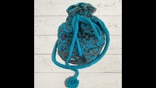 Rustic bucket bag, crochet mosaic technique, step by step tutorial