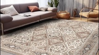 Area Rug Living Room Rugs Stain Resistant Non Slip Low Pile Accent Carpet for Indoor Bedroom Dining