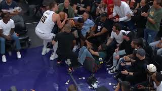 Nikola Jokic shoves Suns owner Mat Ishbia after fighting for the ball 😳 #nbashorts