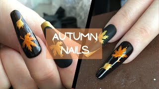 Fall / Autumn leaves Nail Art | How to create a Gold Leaf 🍁