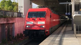 Ausfahrt BR 101 002-4 als NJ 409/IC 60409 von Zürich mit Lichtgruß und Makro