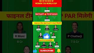 BD-W vs SCO-W Dream11 Prediction|BD-W vs SCO-W Dream11|BD-W vs SCO-W Dream11 Team|