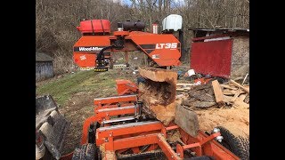 Woodmizer LT35 video. Cutting a hollow log for figure