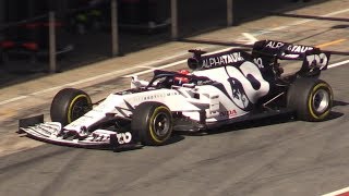 2020 Alpha Tauri AT01 F1 Honda V6 Powered Car in Action at Barcelona Pre Season Testing