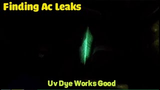 Finding AC refrigeration leak using AC UV DYE