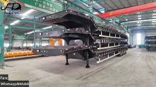 China manufacturer 3 units 4 axles low bed semi trailer stack as one package to arrange delivery.