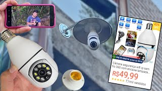 Camera de Segurança WIFI Lampada! Muito boa e barato! Teste de uso!